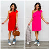 Simple Moment One Shoulder Dress (Reg. & Plus)- 2 Colors