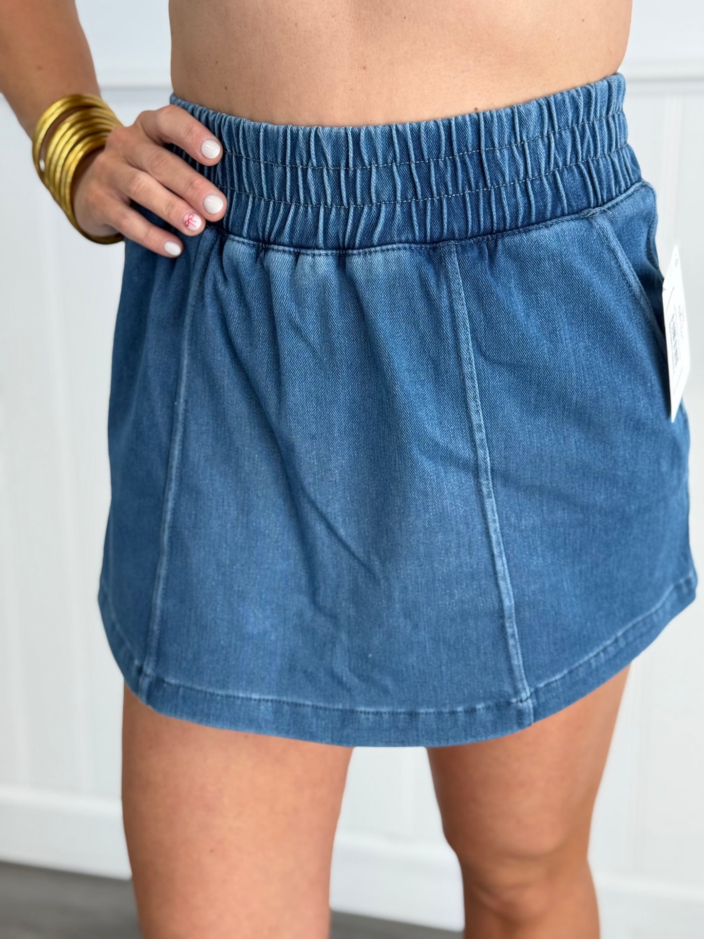 Light Denim Utility Skort (Reg. and Plus)