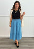 Denim Tiered Midi Skirt (Reg. and Plus)