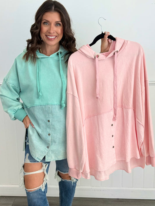 Cozy Half Hoodie Top (Reg. & Plus)- 2 Colors