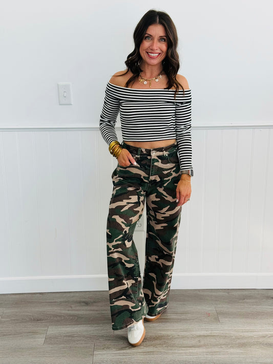 Army Green Camo Print Pants (Reg.)