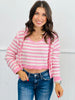 Pink Striped Open Cardigan Set (Reg.)