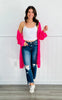 Hot Pink Open Knit Cardigan (Reg. and Plus)