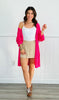 Hot Pink Open Knit Cardigan (Reg. and Plus)