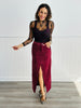 Front Slip Stretch Midi Skirt (Reg.) - 2 Colors