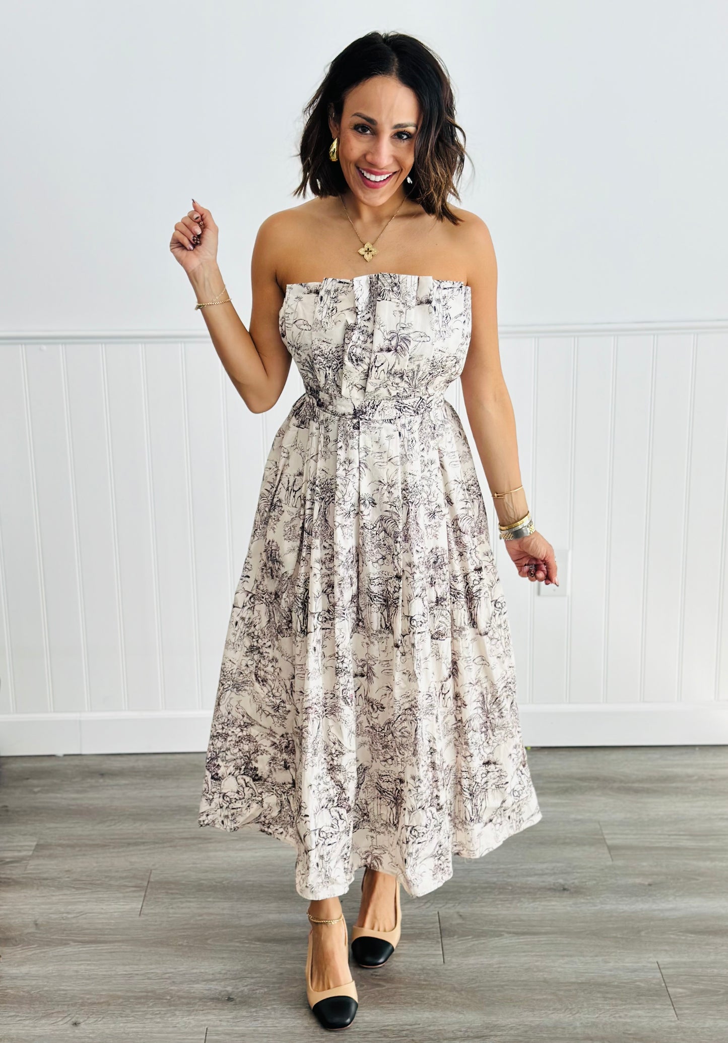 Strapless Sensation Floral Midi Dress (Reg)