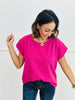 Round Neck Short Sleeve Glitter Top (Reg. & Plus)