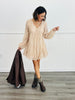 Taupe Adorable Satin Mini Dress (Reg)