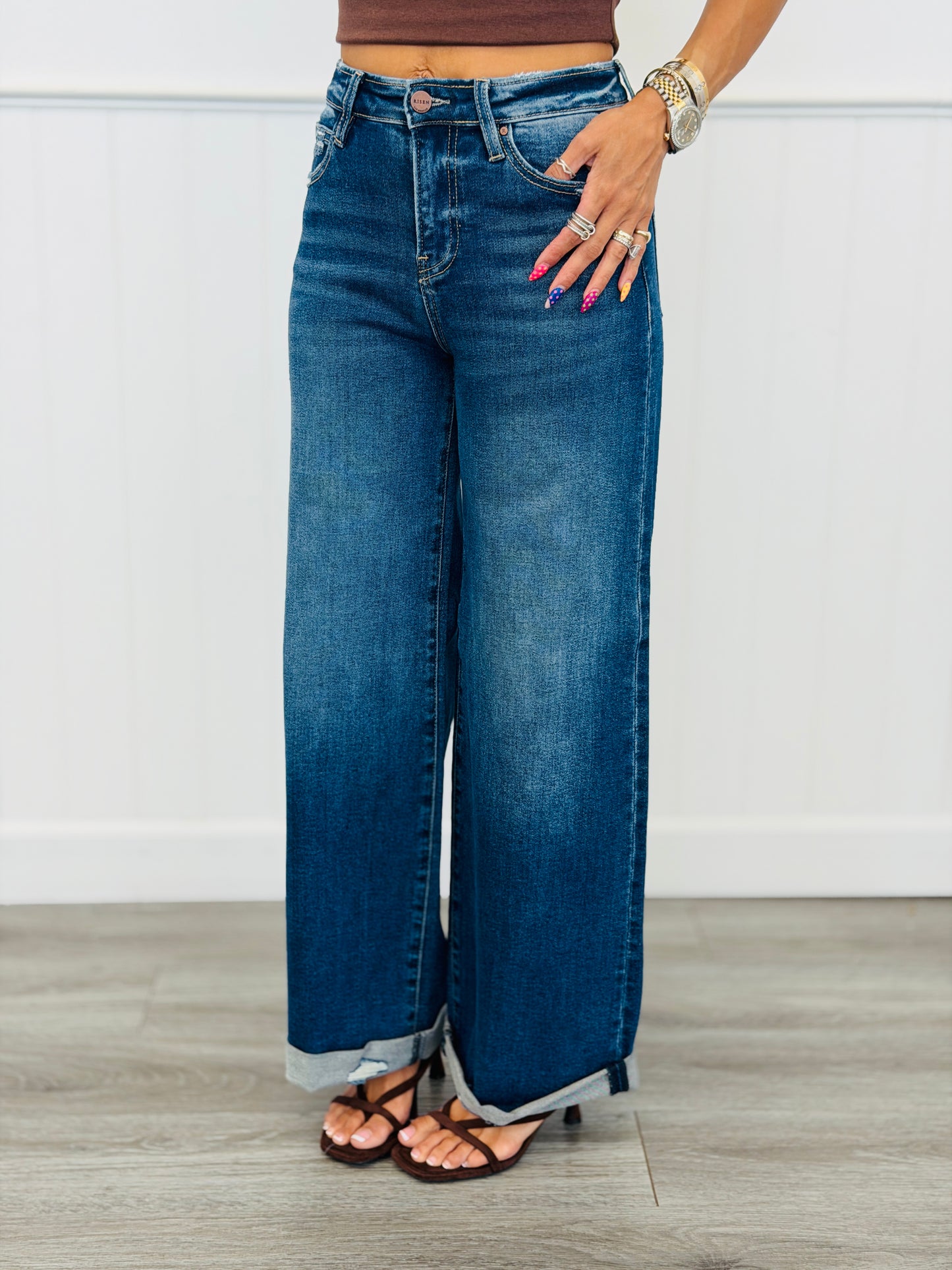 Risen Not Your Average Wide Leg Cuffed Jeans (Reg & Plus)