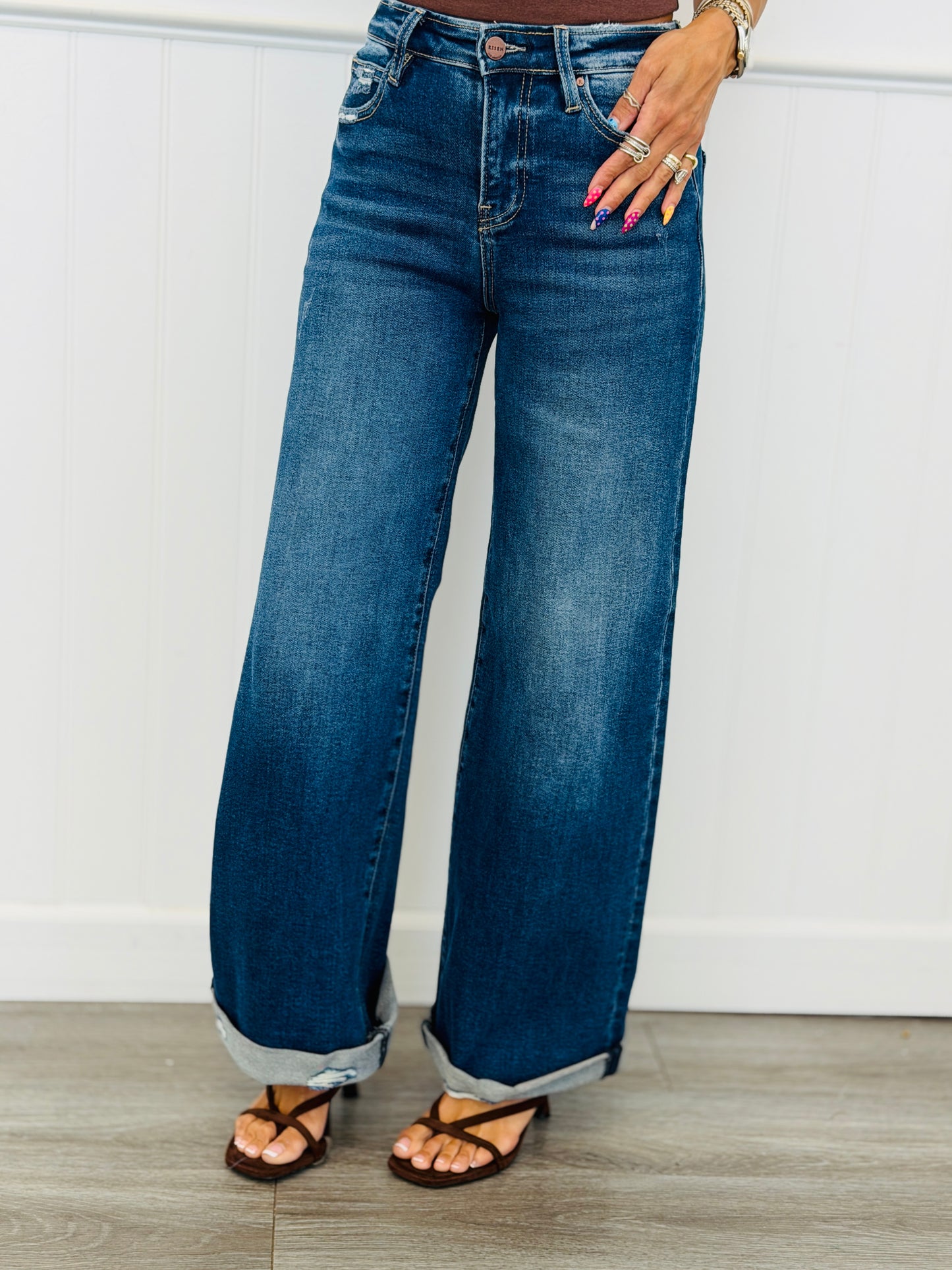 Risen Not Your Average Wide Leg Cuffed Jeans (Reg & Plus)
