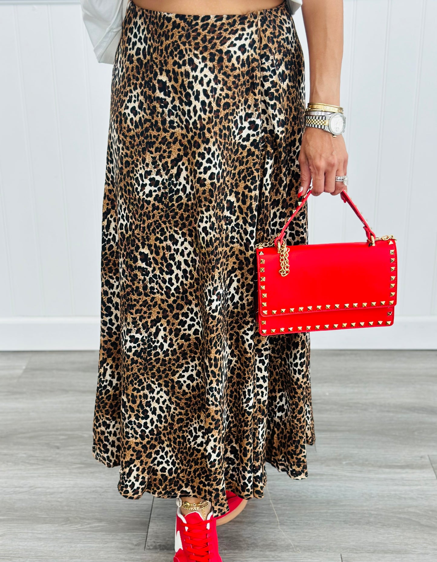 Multi Leopard A-Line Maxi Skirt (Reg)