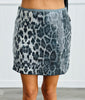 Black Leopard Sequin Mini Skirt (Reg)