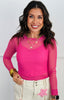 Pink Mesh Long Sleeve Top (Reg. and Plus)