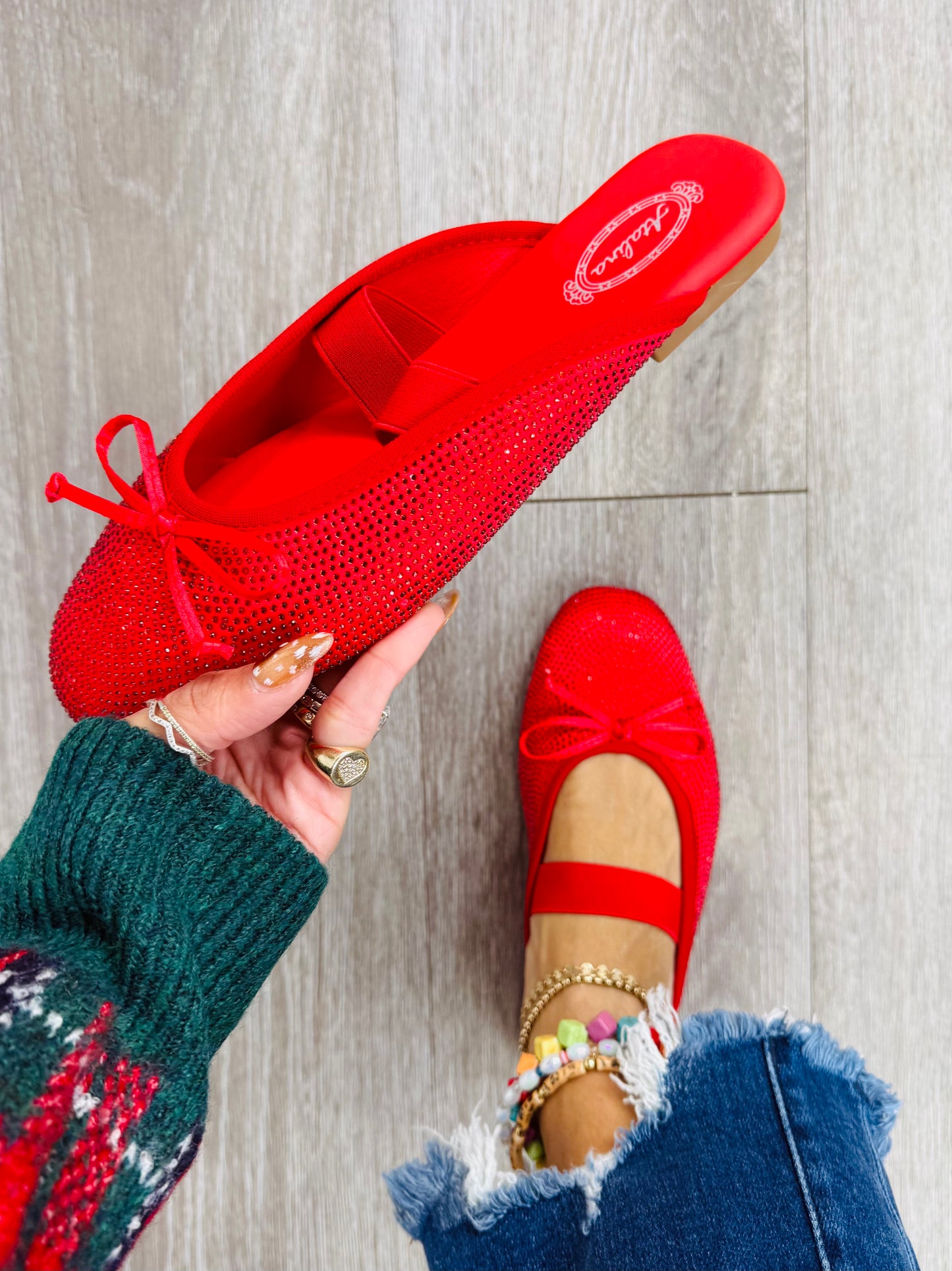 Red Simply Stunning Slip On Flats