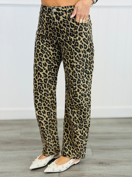 WR x Risen Leopard Love Barrel Jeans (Reg & Plus)