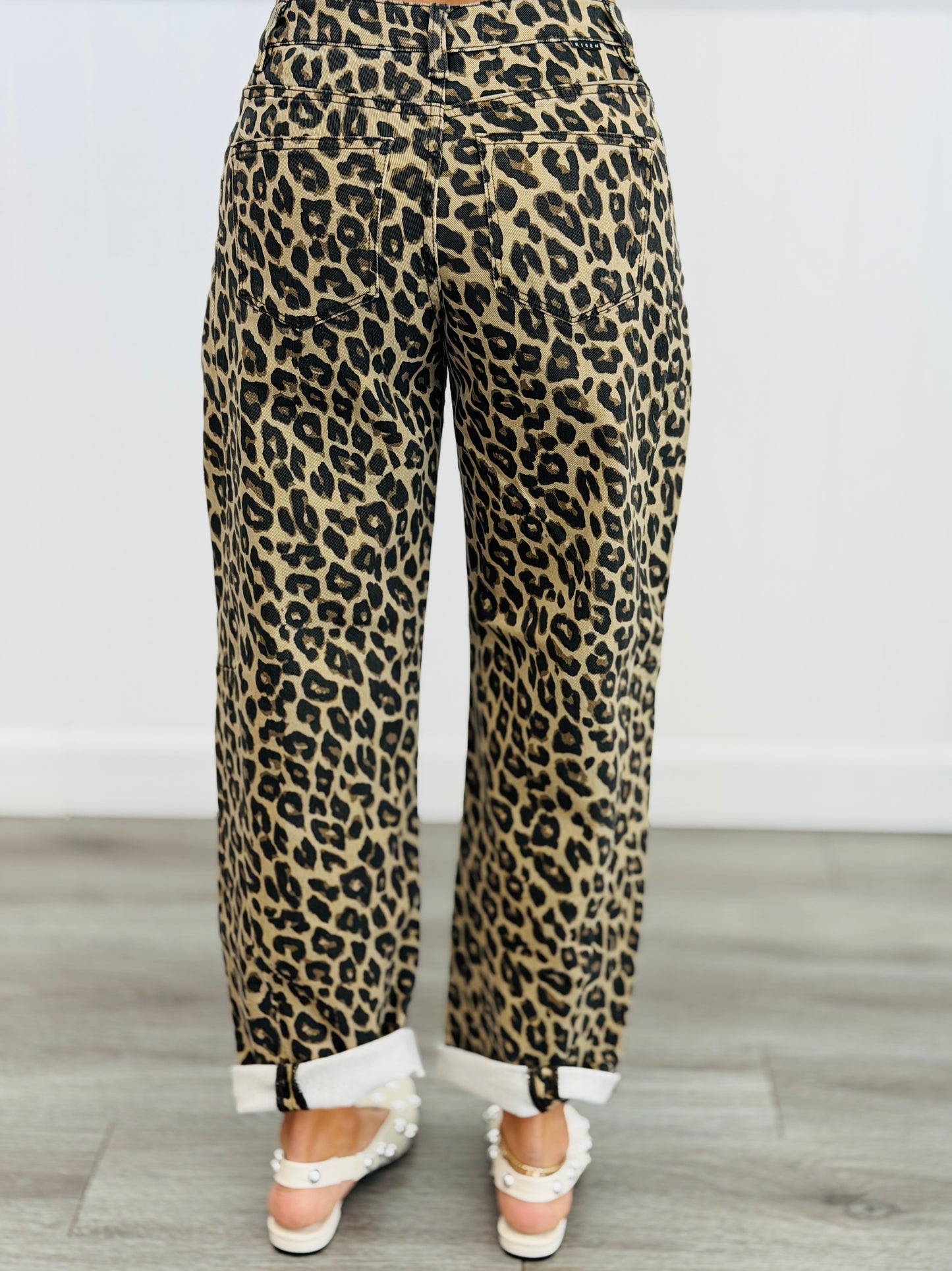 WR x Risen Leopard Love Barrel Jeans (Reg & Plus)
