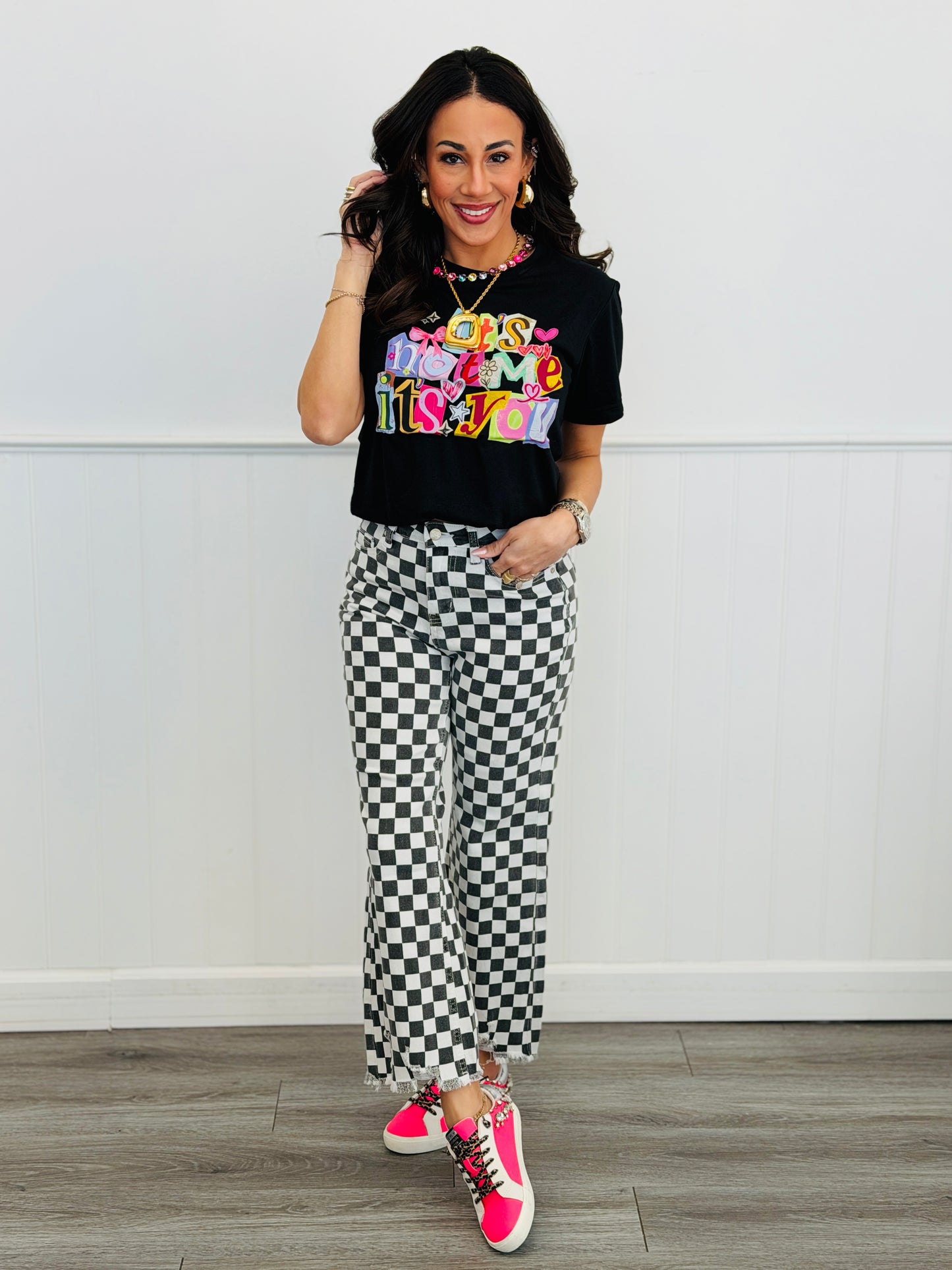 Victory Lap Checkered Jeans (Reg. and Plus)