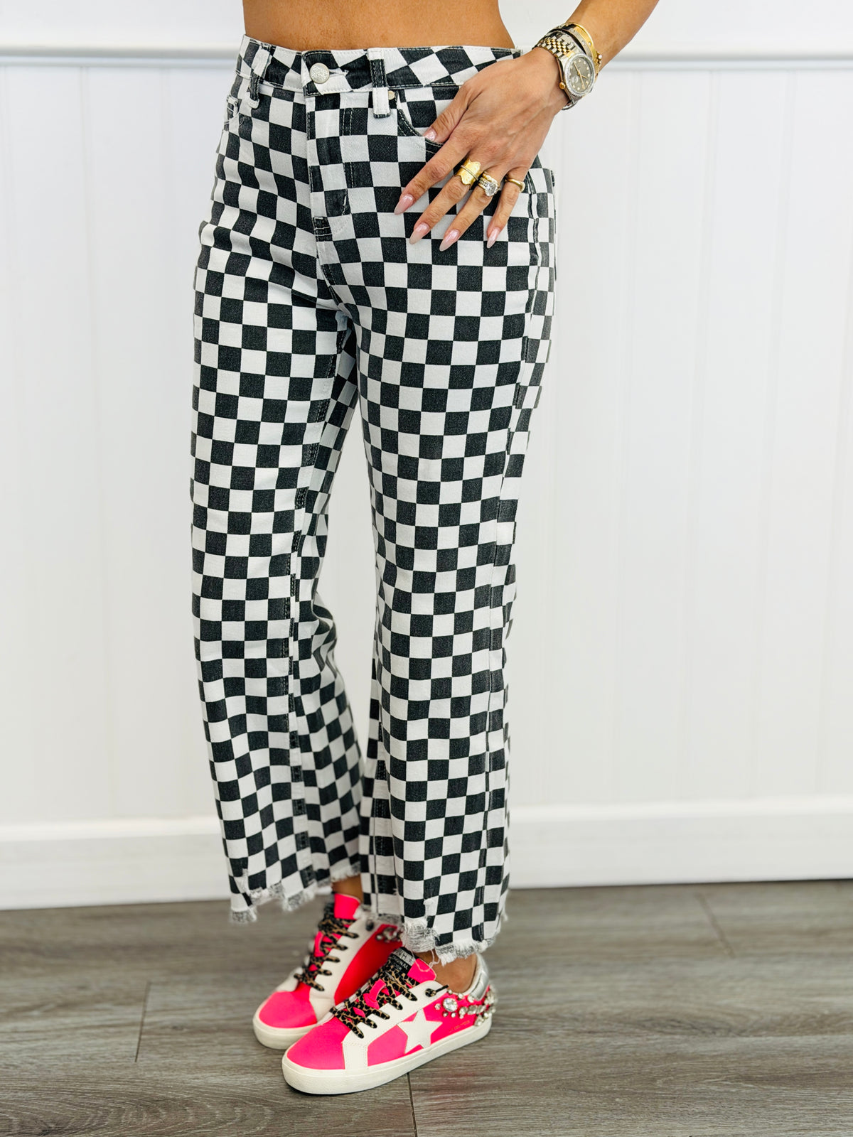 Victory Lap Checkered Jeans (Reg. and Plus) – Walker Rose Boutique