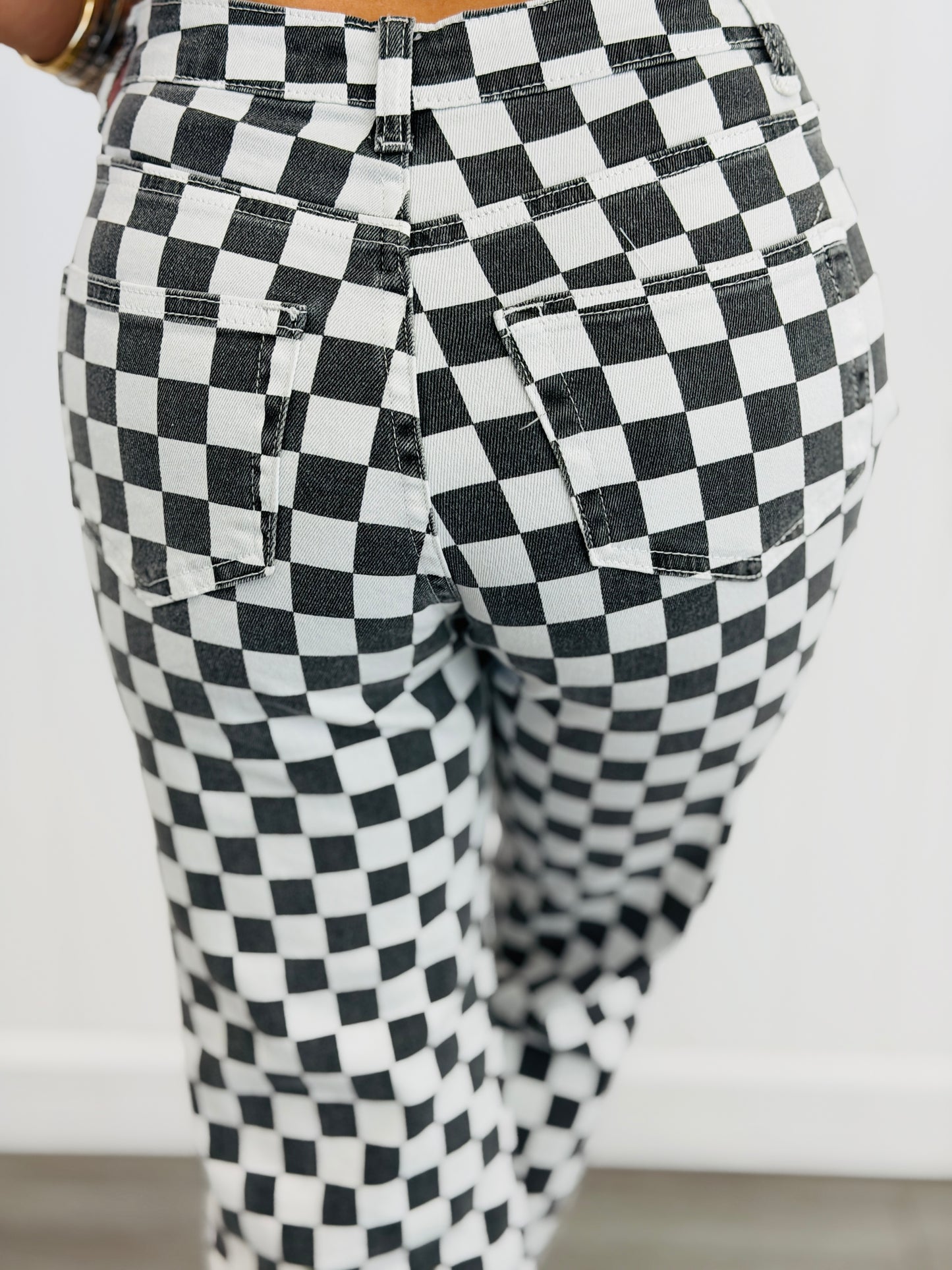 Victory Lap Checkered Jeans (Reg. and Plus)