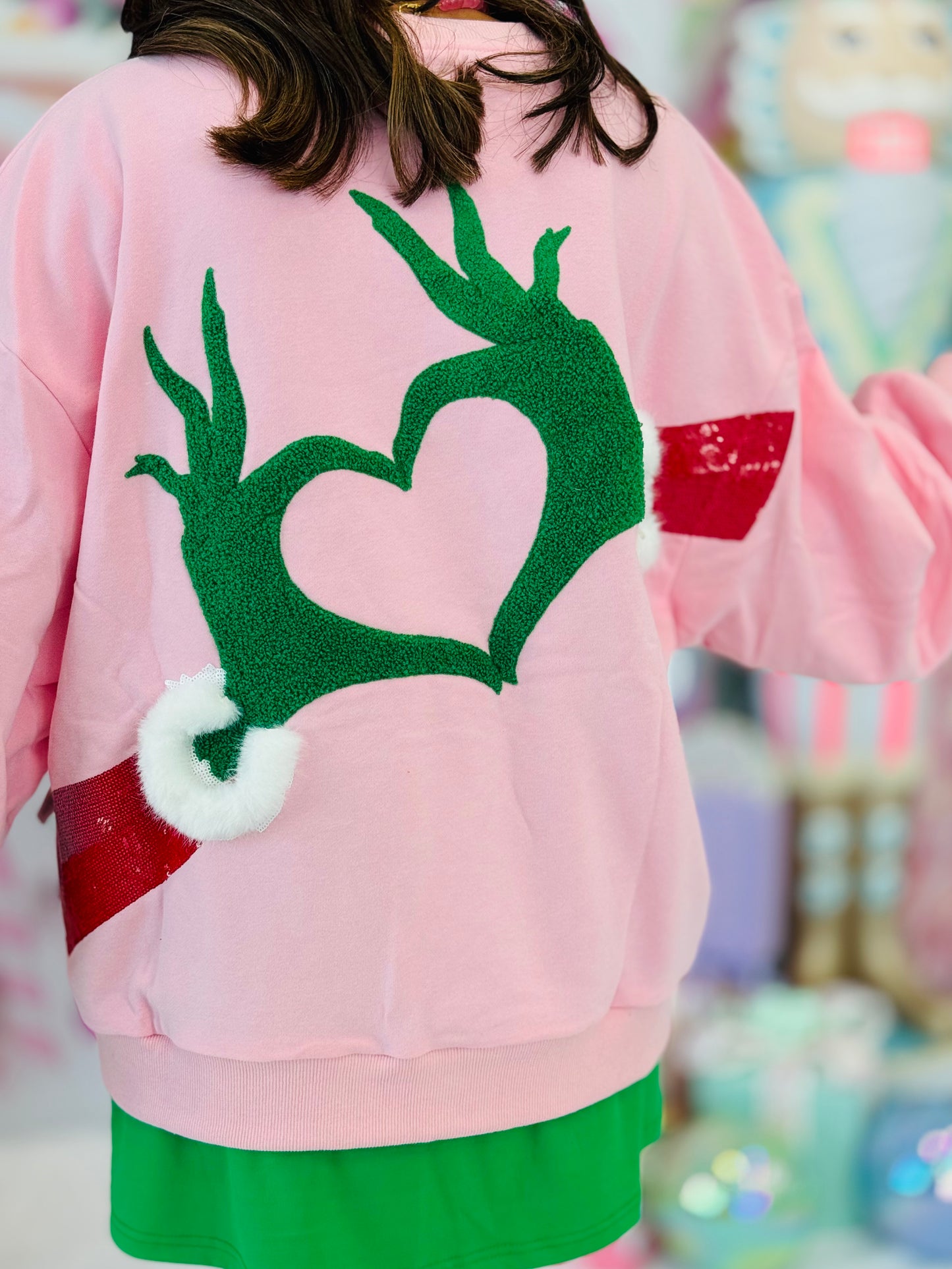 Queen Of Sparkles WR Exclusive Pink Heart Hand Sweatshirt (Reg. & Plus)