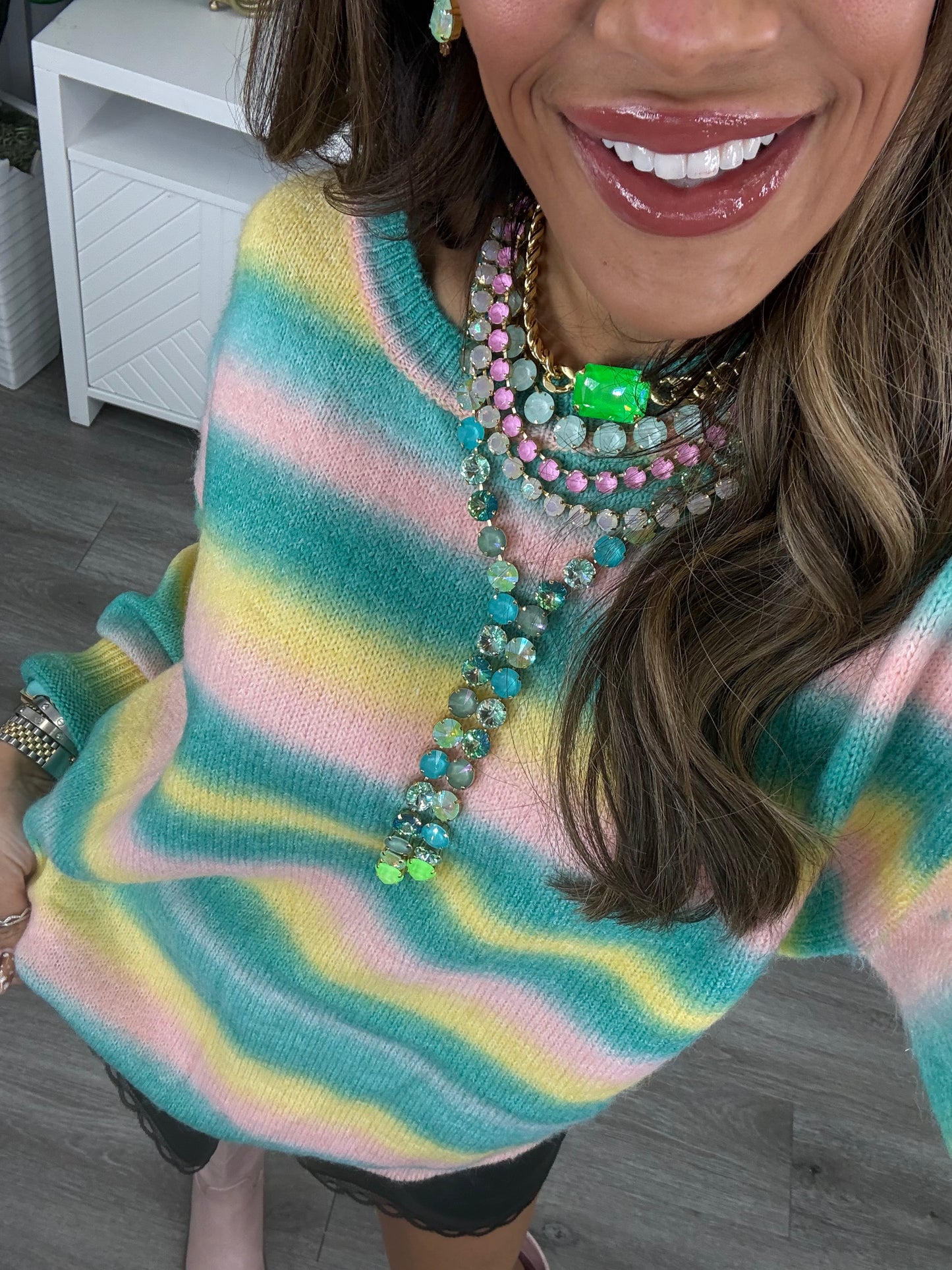 Mint Comb Ombre Striped Sweater Top (Reg.)