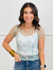 Floral Mesh Ruched Short Sleeve Top (Reg.)-4 Colors