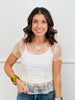 Floral Mesh Ruched Short Sleeve Top (Reg.)-4 Colors