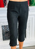Black/White Stripe Split Hem Capri Pants (Reg.)