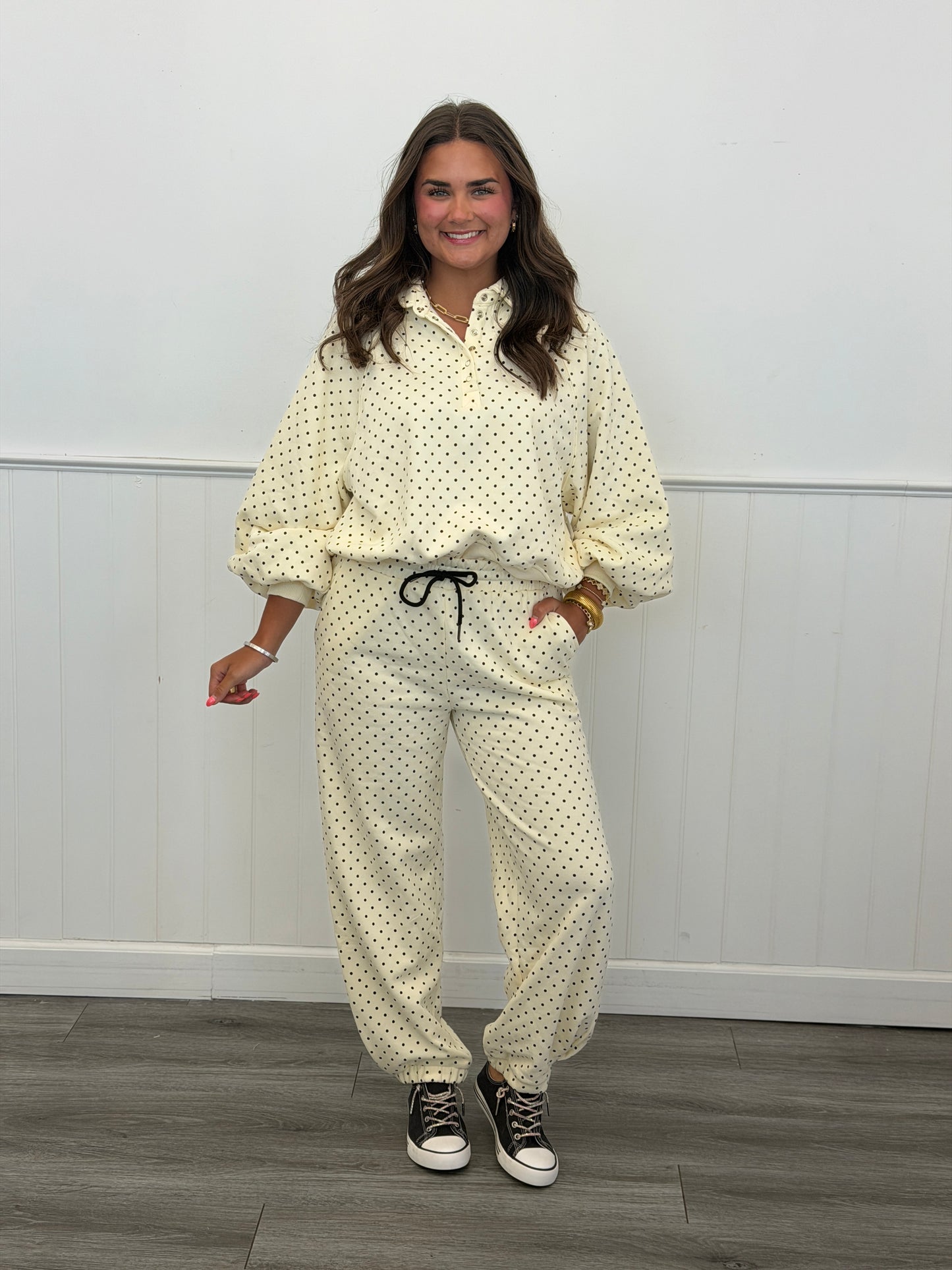 Cozy Micro Polka Dot Jogger Pants (Reg.) - 2 Colors