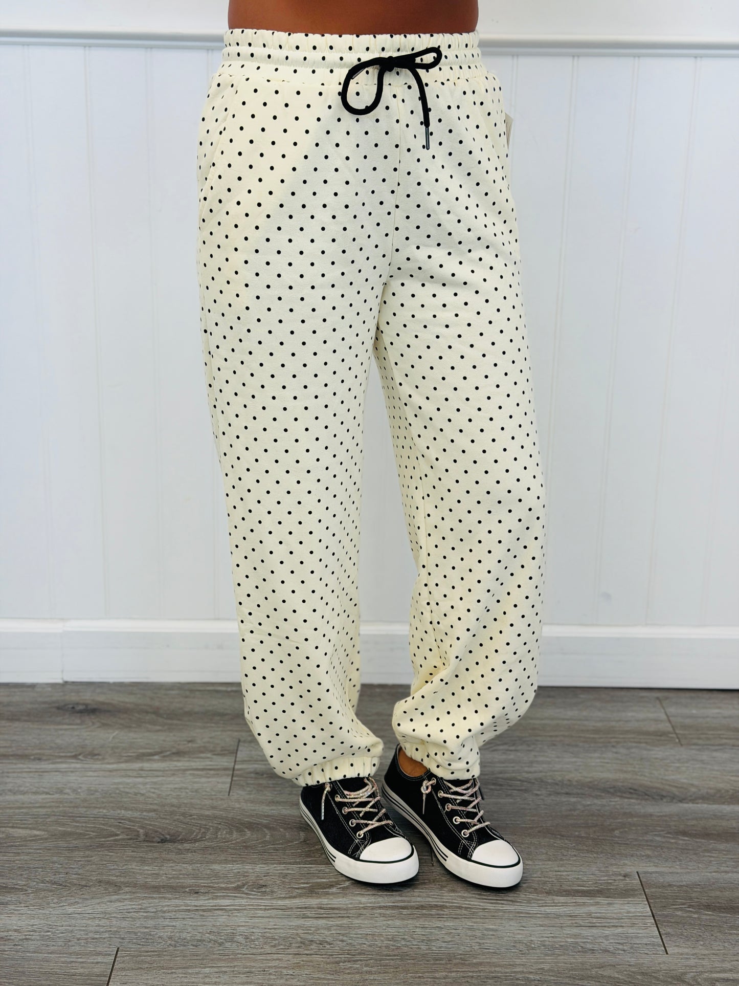 Cozy Micro Polka Dot Jogger Pants (Reg.) - 2 Colors