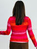 Fuchsia Round Neck Long Sleeve Printed Knit Top (Reg. and Plus)