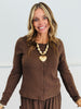 Mocha Button Up Cami Top (Reg. and Plus)