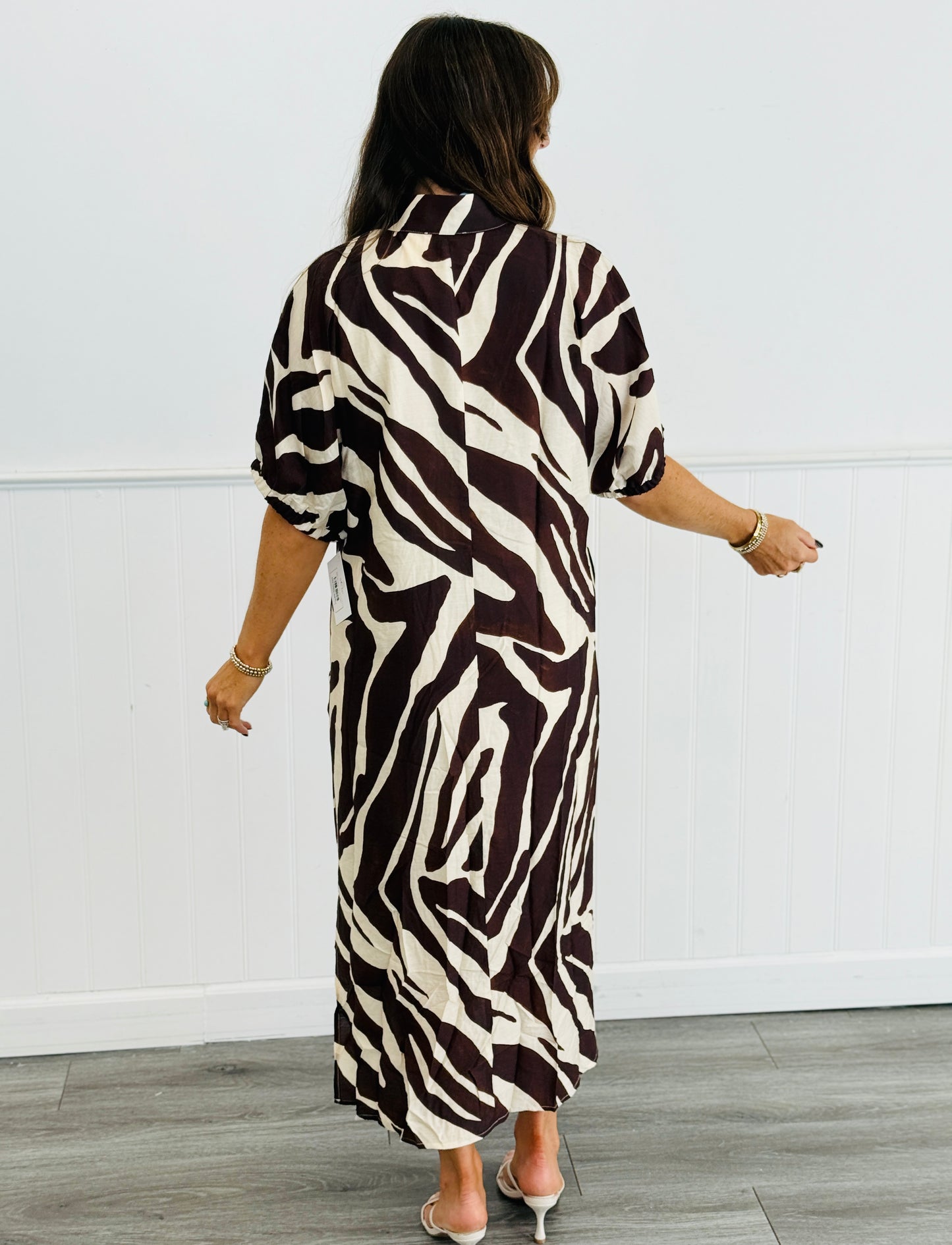 Brown Zebra Print Midi Dress (Reg. and Plus)