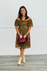 Olive Multi Burnout Velvet Square Neck Mini Dress (Reg. and Plus)