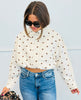 Ivory/Brown Polka Dot Zip Up Jacket (Reg. & Plus)