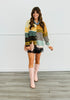 Brown/Mustard Tone-and-tone Mixed Stripe Cardigan (Reg. and Plus)