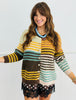 Brown/Mustard Tone-and-tone Mixed Stripe Cardigan (Reg. and Plus)