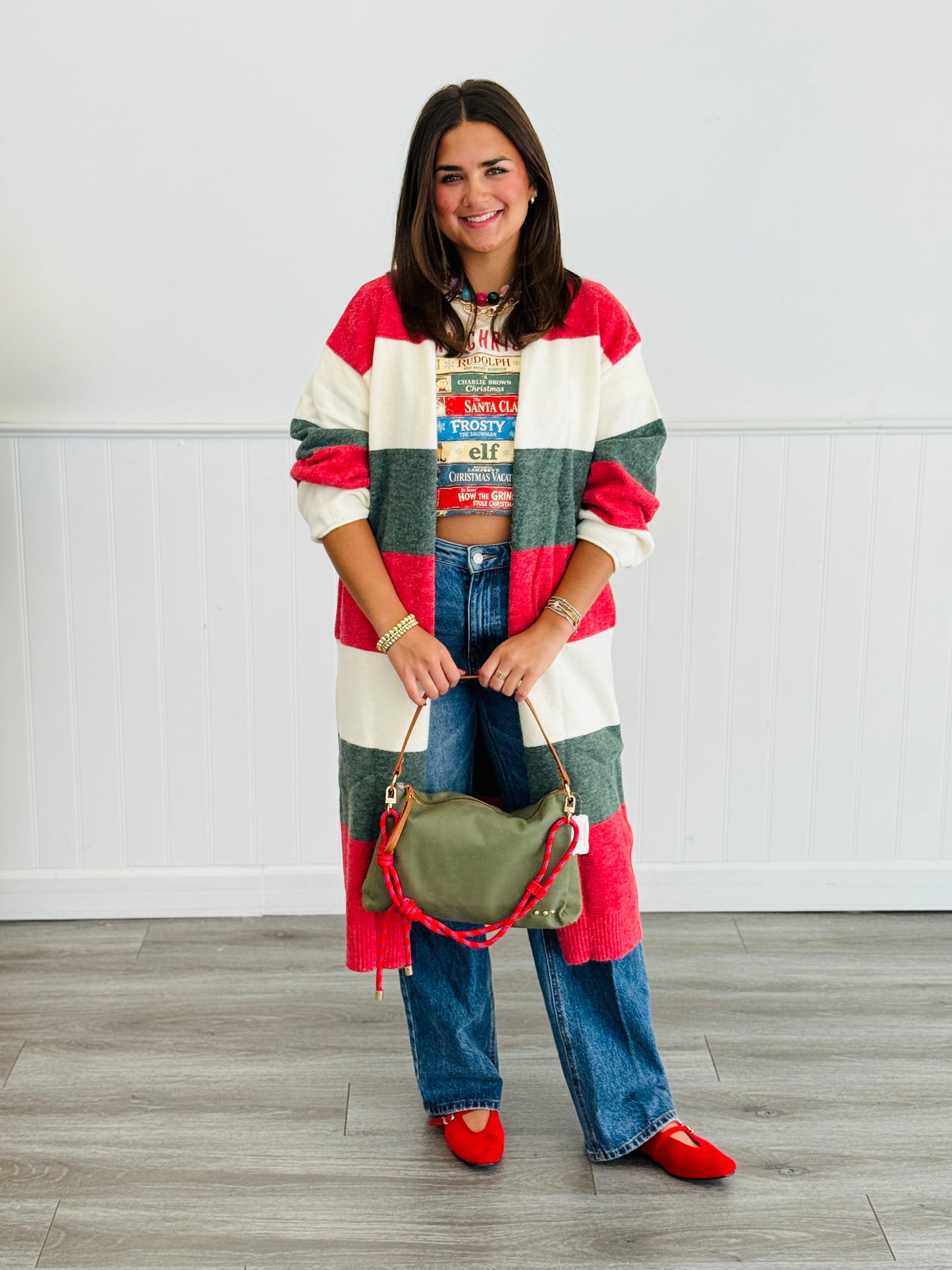 Christmas Color Block Longline Cardigan (Reg.)