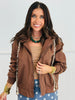 Dark Brown Braided Drawstring Bomber Jacket (Reg & Plus)