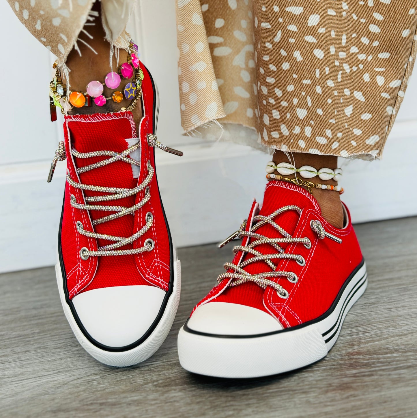 Red Sparkle On Sneakers