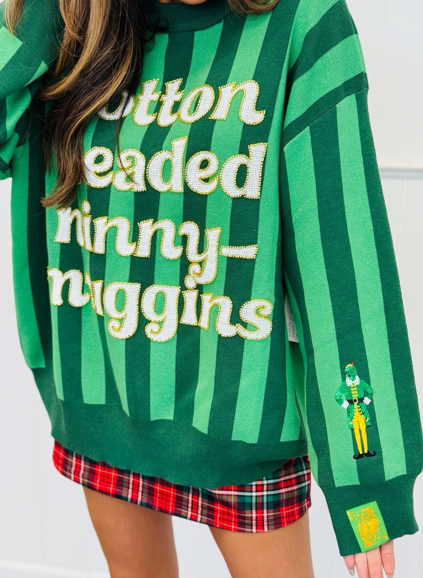 Queen Of Sparkles Licensed Striped 'Cotton Head Ninny Muggins' Sweater (Reg. & Plus)
