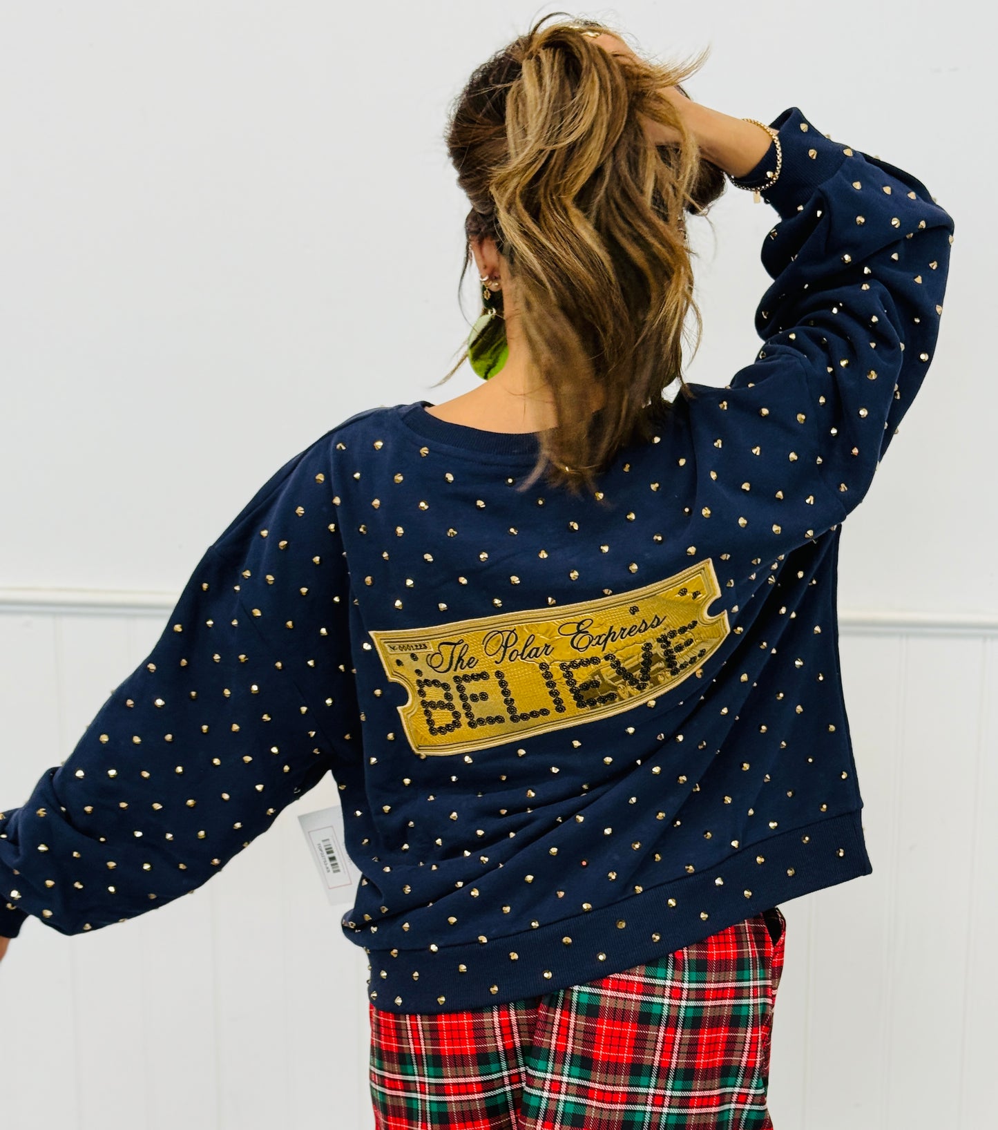 Queen Of Sparkles Licensed Navy Polar Express Train Ticket Sweatshirt (Reg. & Plus)