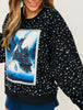 Queen Of Sparkles Licensed Black Rhinestone Polar Express Sweatshirt (Reg. & Plus)