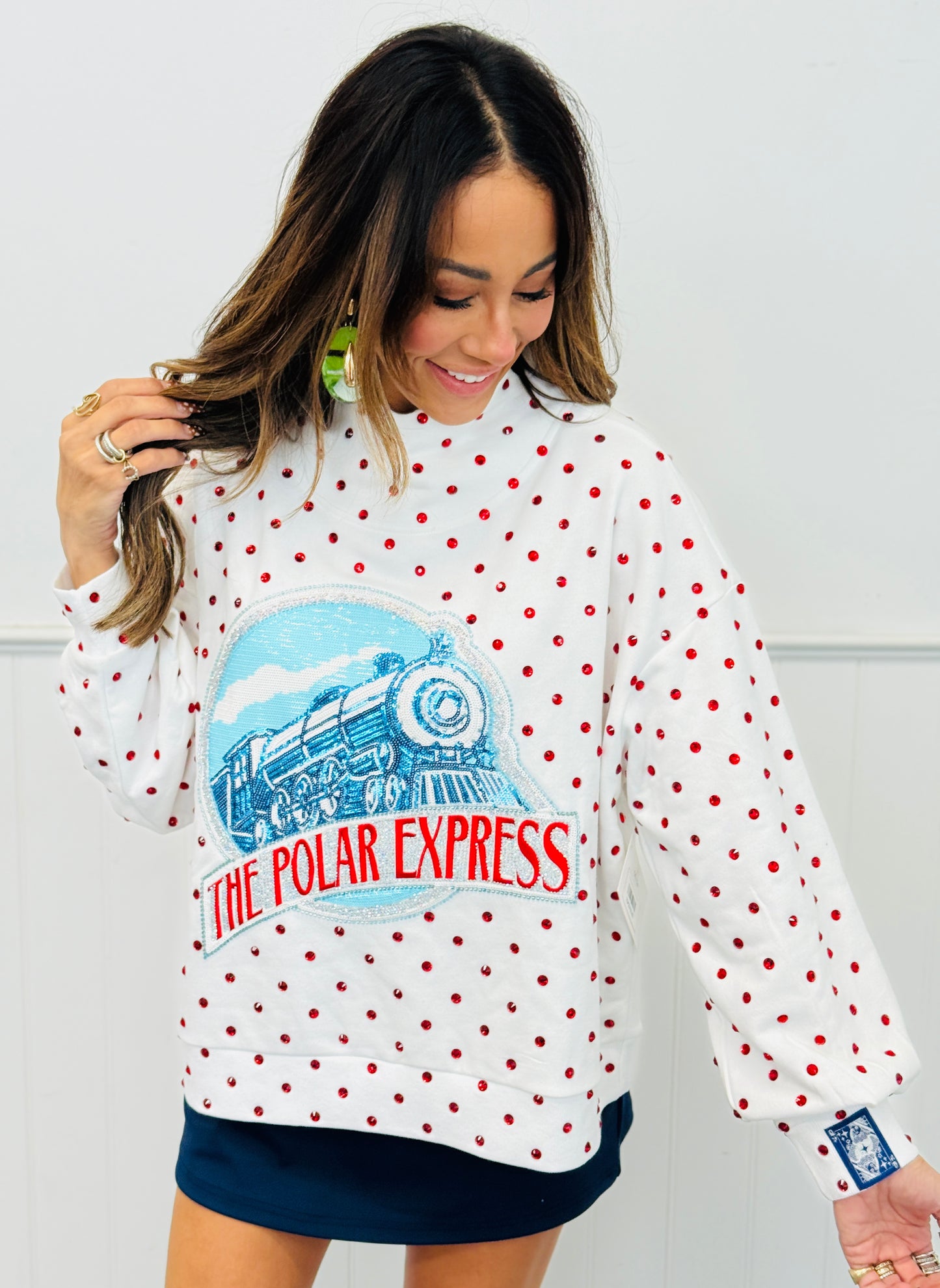 Queen Of Sparkles Licensed White Polar Express Train Mockneck Sweatshirt (Reg. & Plus)