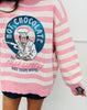 Queen Of Sparkles Licensed Pink & White Striped Hot Chocolate Sweater (Reg. & Plus)