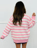 Queen Of Sparkles Licensed Pink & White Striped Hot Chocolate Sweater (Reg. & Plus)