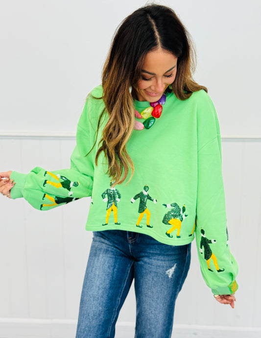 Queen Of Sparkles Licensed Green Walking Buddy The Elf Sweatshirt (Reg. & Plus)