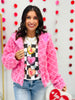 Pink Fuzzy Fur Textured Knit Hoodie Jacket (Reg.)