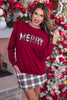 Merry Plaid Patch Luxe Pullover