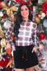 Keigan Mesh Top- White Christmas Plaid (Reg. and Plus)